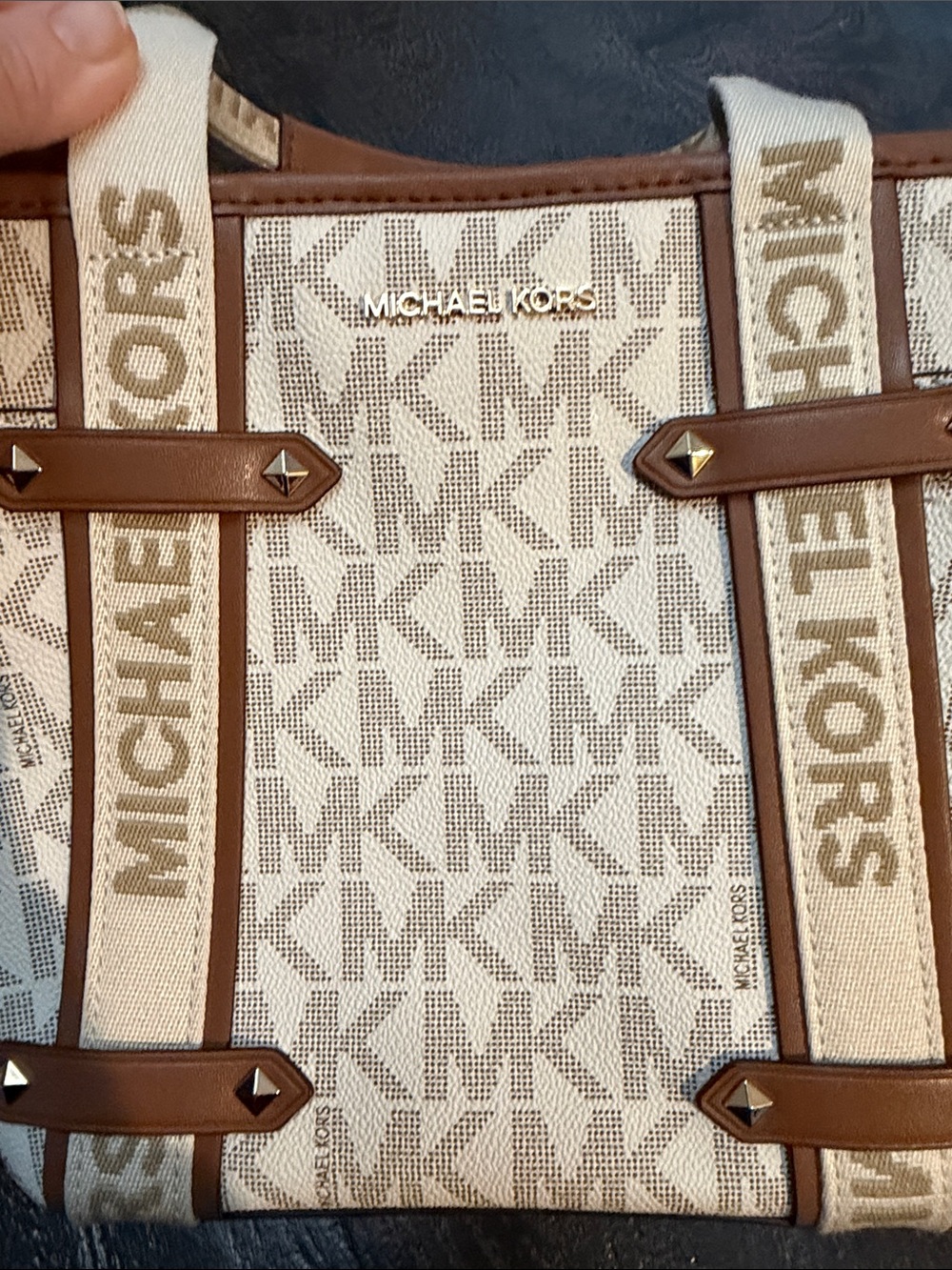 Michael Kors Cream and Brown Signature Canvas Tote - Picture 13 of 13